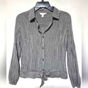LC Women's Black and White Gingham Top. Size XS